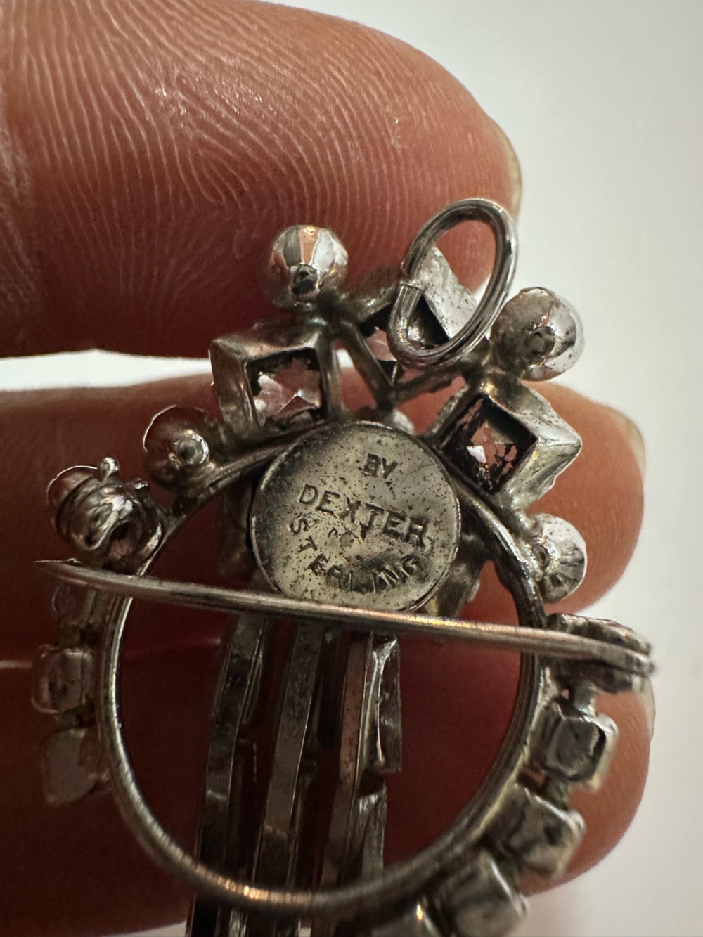 Sterling by Dexter Silver Crystal Drop Brooch - Women's Jewelry vintage